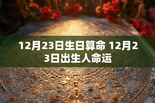 12月23日生日算命 12月23日出生人命运