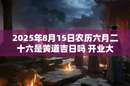 2025年8月15日农历六月二十六是黄道吉日吗 开业大吉吗