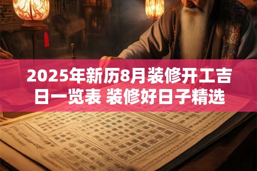 2025年新历8月装修开工吉日一览表 装修好日子精选