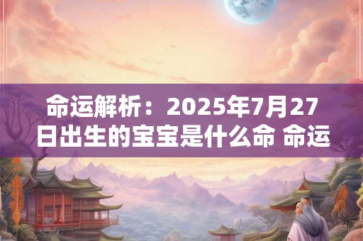 命运解析：2025年7月27日出生的宝宝是什么命 命运好吗