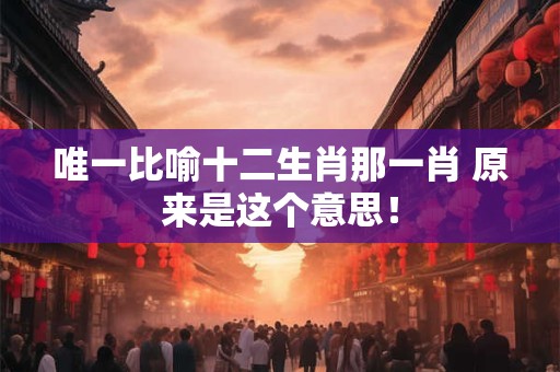 唯一比喻十二生肖那一肖 原来是这个意思！