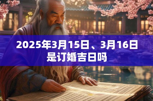 详细阅读:2025年3月15日、3月16日是订婚吉日吗 2025年3月15日、3月16日是订婚吉日吗