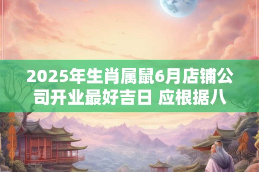 2025年生肖属鼠6月店铺公司开业最好吉日 应根据八字查询