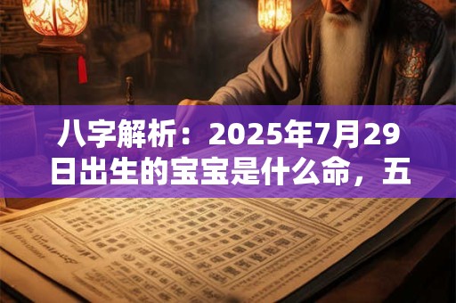八字解析：2025年7月29日出生的宝宝是什么命，五行缺什么