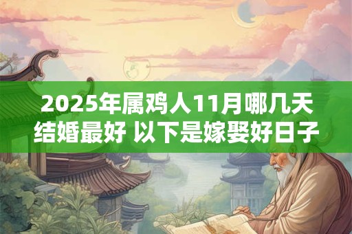 2025年属鸡人11月哪几天结婚最好 以下是嫁娶好日子