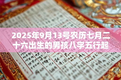 2025年9月13号农历七月二十六出生的男孩八字五行起名字