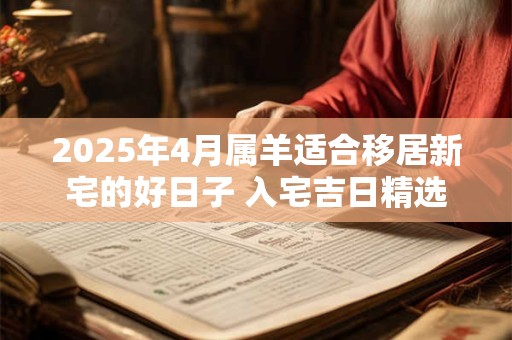 2025年4月属羊适合移居新宅的好日子 入宅吉日精选