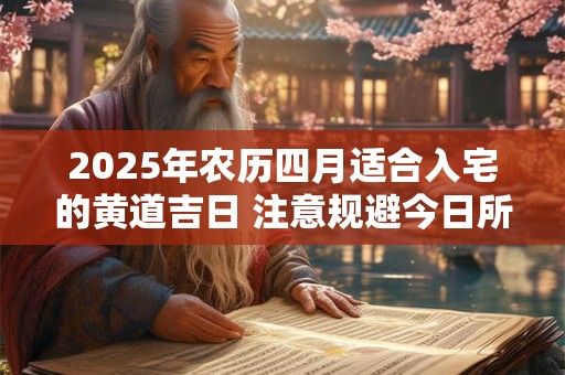 2025年农历四月适合入宅的黄道吉日 注意规避今日所冲