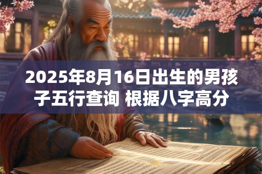2025年8月16日出生的男孩子五行查询 根据八字高分起名