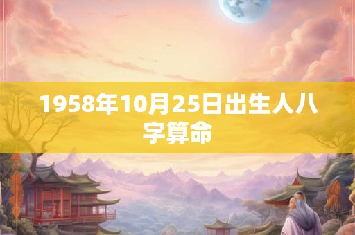 1958年10月25日出生人八字算命