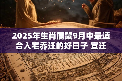 详细阅读:2025年生肖属鼠9月中最适合入宅乔迁的好日子 宜迁移佳期 2025年生肖属鼠9月中最适合入宅乔迁的好日子 宜迁移佳期
