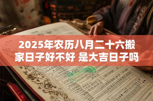 2025年农历八月二十六搬家日子好不好 是大吉日子吗