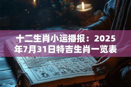 十二生肖小运播报：2025年7月31日特吉生肖一览表