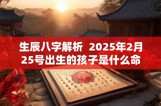 生辰八字解析  2025年2月25号出生的孩子是什么命