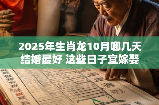 2025年生肖龙10月哪几天结婚最好 这些日子宜嫁娶