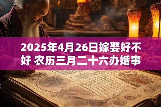 2025年4月26日嫁娶好不好 农历三月二十六办婚事好吗
