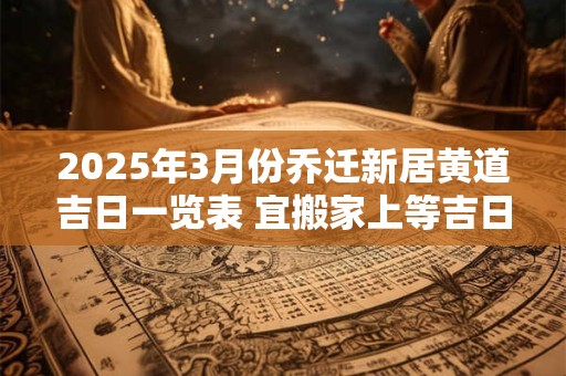 2025年3月份乔迁新居黄道吉日一览表 宜搬家上等吉日