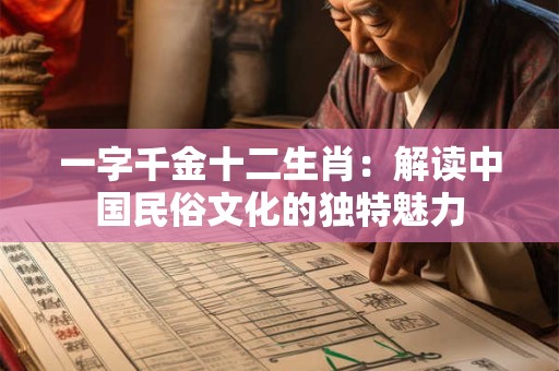 一字千金十二生肖:解读中国民俗文化的独特魅力 一字千金十二生肖:解读中国民俗文化的独特魅力