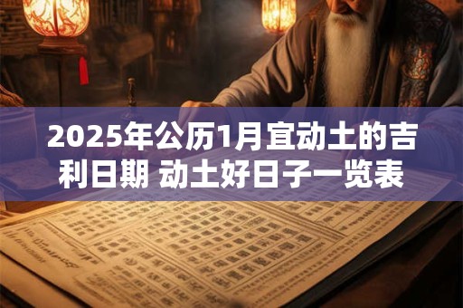 2025年公历1月宜动土的吉利日期 动土好日子一览表