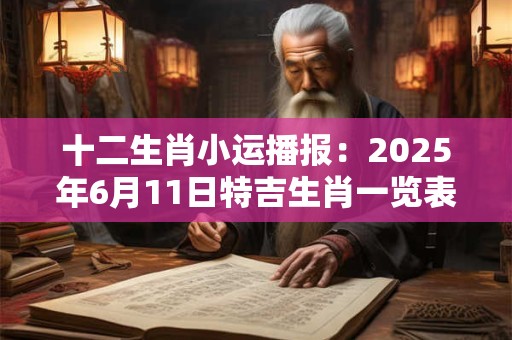 十二生肖小运播报：2025年6月11日特吉生肖一览表