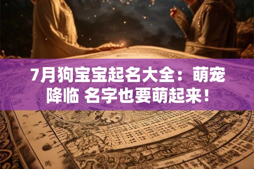 7月狗宝宝起名大全:萌宠降临 名字也要萌起来! 7月狗宝宝起名大全:萌宠降临 名字也要萌起来!