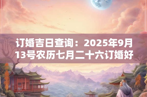 订婚吉日查询：2025年9月13号农历七月二十六订婚好吗