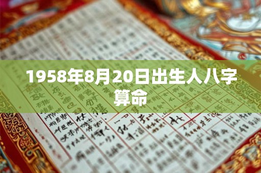1958年8月20日出生人八字算命