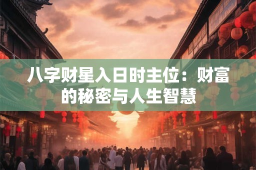 八字财星入日时主位:财富的秘密与人生智慧 八字财星入日时主位:财富的秘密与人生智慧