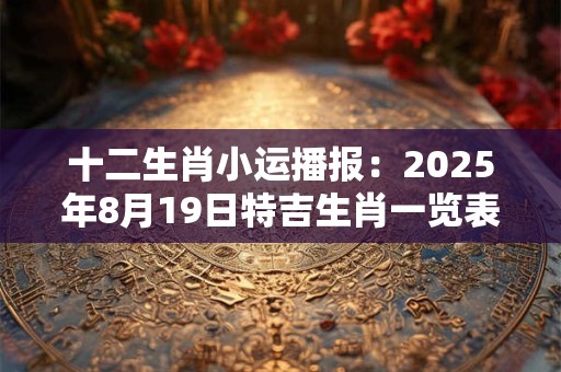 十二生肖小运播报：2025年8月19日特吉生肖一览表