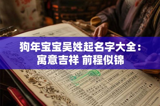 狗年宝宝吴姓起名字大全：寓意吉祥 前程似锦