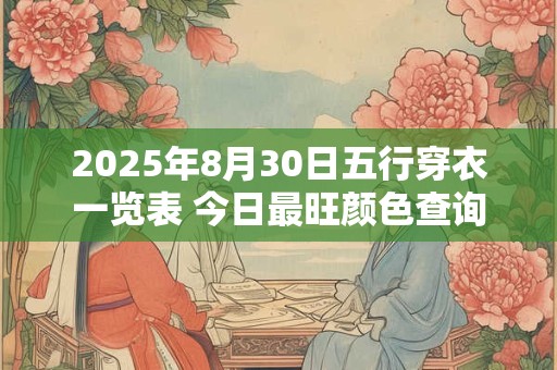 2025年8月30日五行穿衣一览表 今日最旺颜色查询