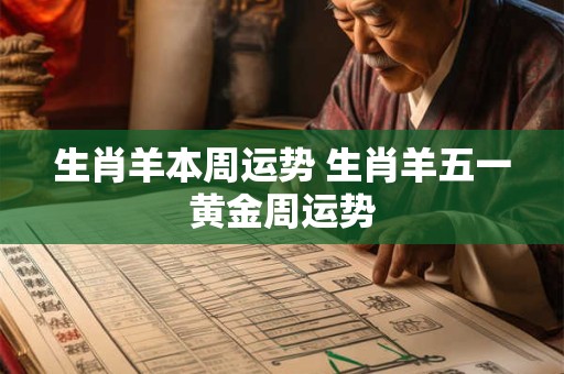 生肖羊本周运势 生肖羊五一黄金周运势