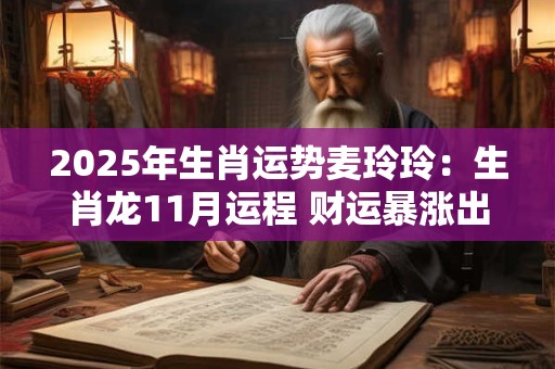 2025年生肖运势麦玲玲：生肖龙11月运程 财运暴涨出现机遇