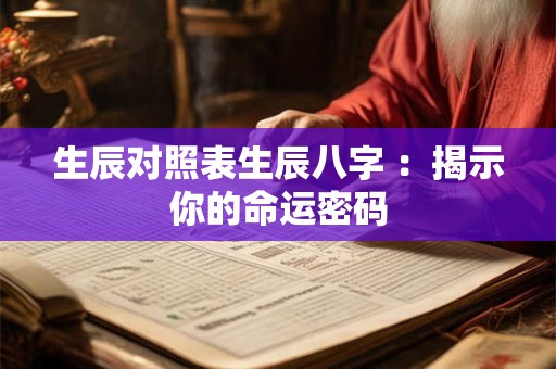 生辰对照表生辰八字 ：揭示你的命运密码