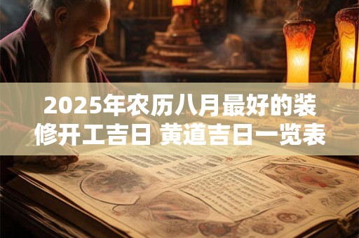 2025年农历八月最好的装修开工吉日 黄道吉日一览表