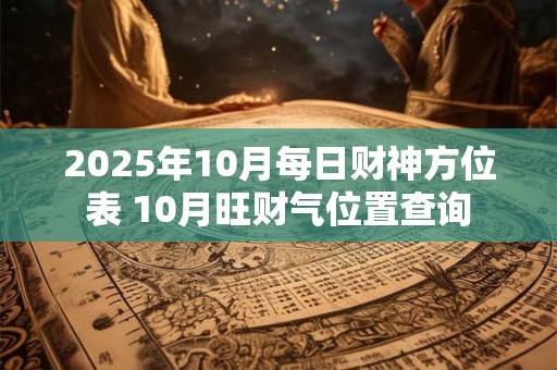 2025年10月每日财神方位表 10月旺财气位置查询