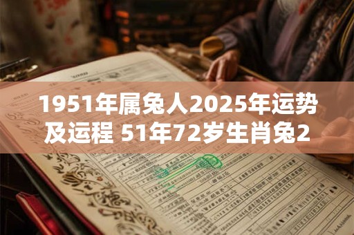 1951年属兔人2025年运势及运程 51年72岁生肖兔2025年每月运势