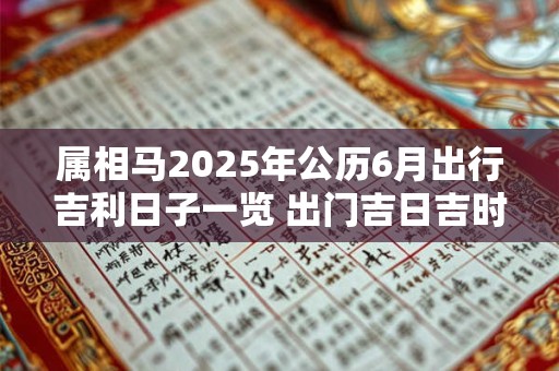 详细阅读:属相马2025年公历6月出行吉利日子一览 出门吉日吉时 属相马2025年公历6月出行吉利日子一览 出门吉日吉时