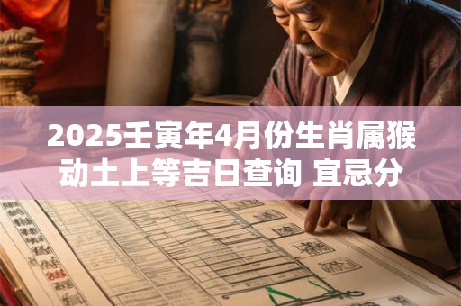 2025壬寅年4月份生肖属猴动土上等吉日查询 宜忌分析