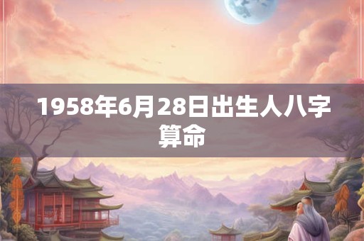 1958年6月28日出生人八字算命