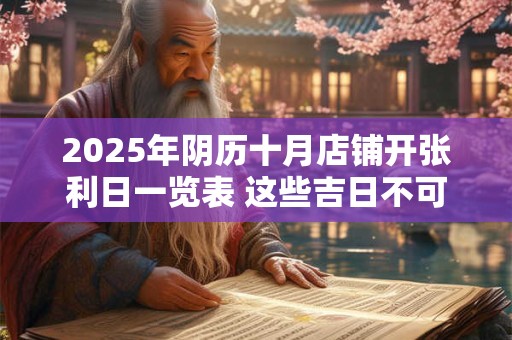 2025年阴历十月店铺开张利日一览表 这些吉日不可错过 2025年阴历十月店铺开张利日一览表 这些吉日不可错过