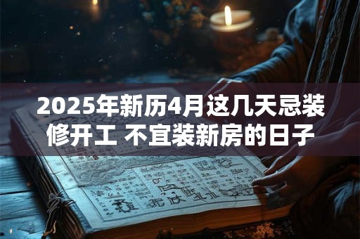 2025年新历4月这几天忌装修开工 不宜装新房的日子