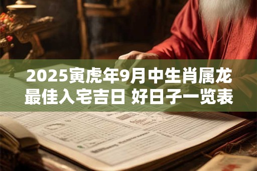 2025寅虎年9月中生肖属龙最佳入宅吉日 好日子一览表