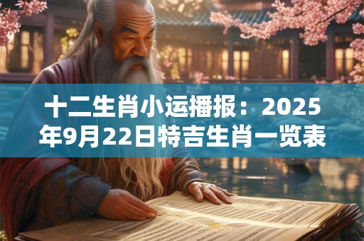 十二生肖小运播报：2025年9月22日特吉生肖一览表