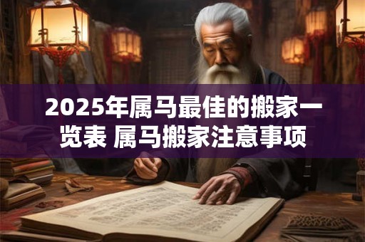 2025年属马最佳的搬家一览表 属马搬家注意事项