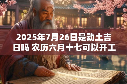 2025年7月26日是动土吉日吗 农历六月十七可以开工动土吗