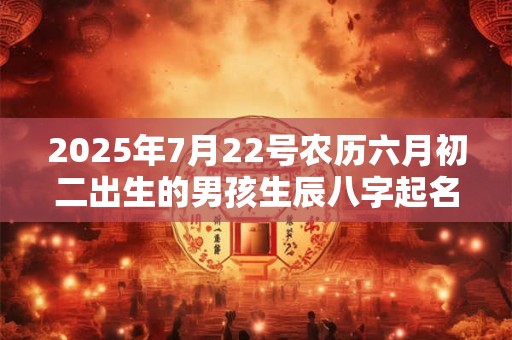 2025年7月22号农历六月初二出生的男孩生辰八字起名