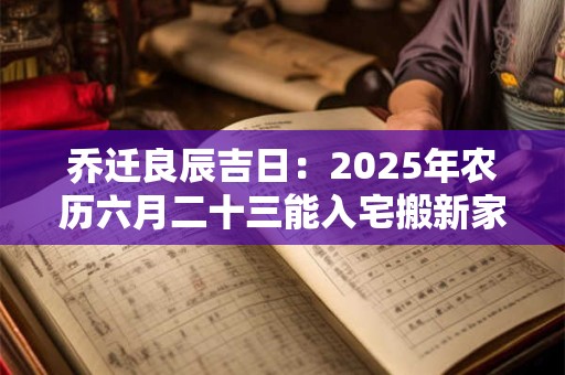 乔迁良辰吉日：2025年农历六月二十三能入宅搬新家吗？