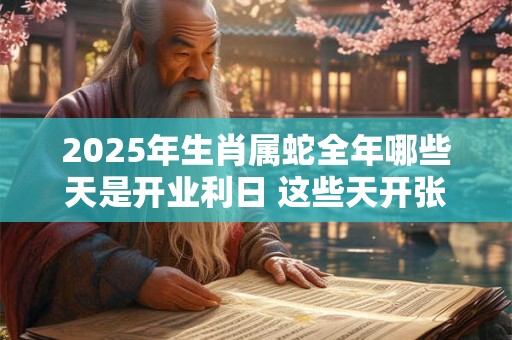 2025年生肖属蛇全年哪些天是开业利日 这些天开张吉利