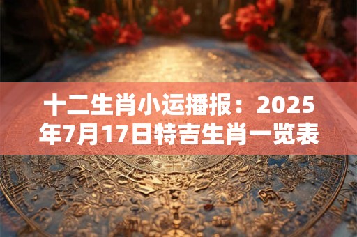 十二生肖小运播报：2025年7月17日特吉生肖一览表